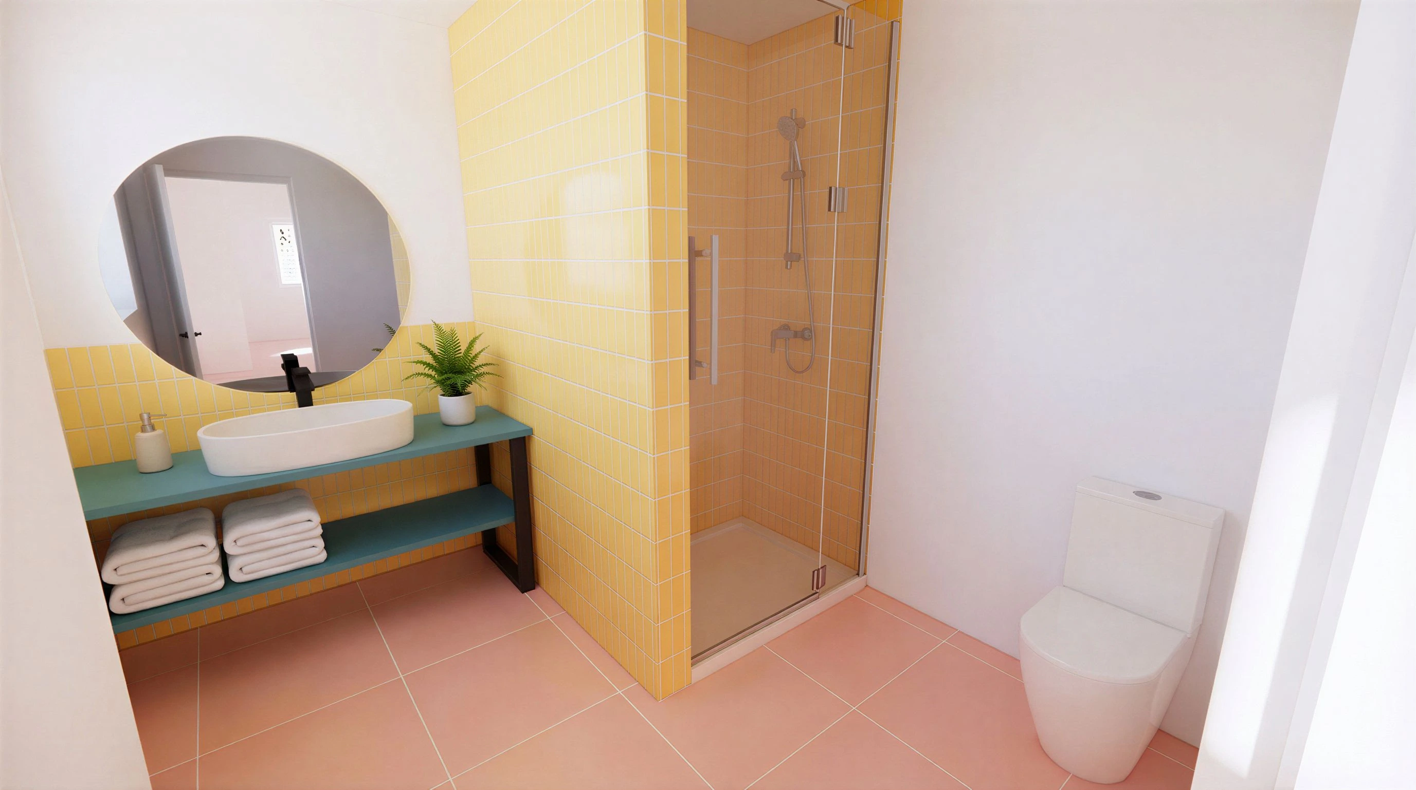 En-suite bathroom with white finishes at The Flamingo Apartments